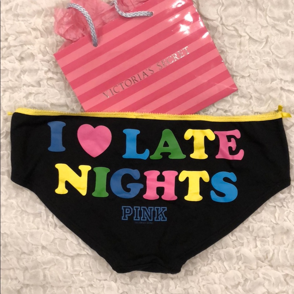 NWT VS Pink Late Nights Hipster Panty Hiphugger M